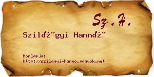 Szilágyi Hannó névjegykártya